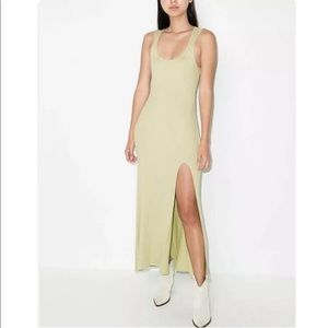 NWT Reformation Dress Bliss Ribbed Slit Slip Dress Limon XL